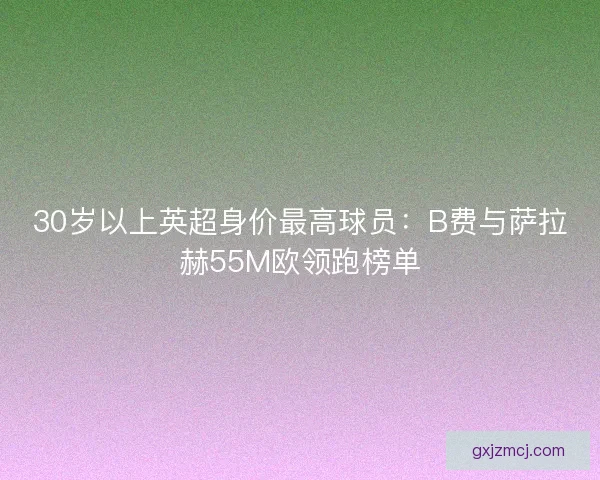 30岁以上英超身价最高球员：B费与萨拉赫55M欧领跑榜单