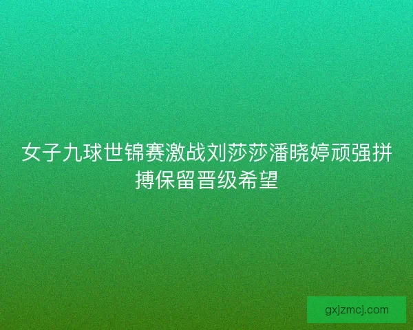 女子九球世锦赛激战刘莎莎潘晓婷顽强拼搏保留晋级希望